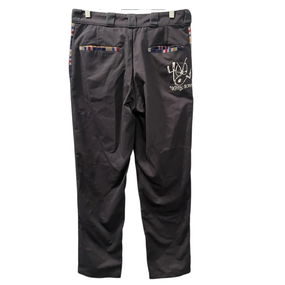 4Hunnid x Snoop Dogg Embroidered Chino Pants Size 30 Plaid Embroidered Hip Hop